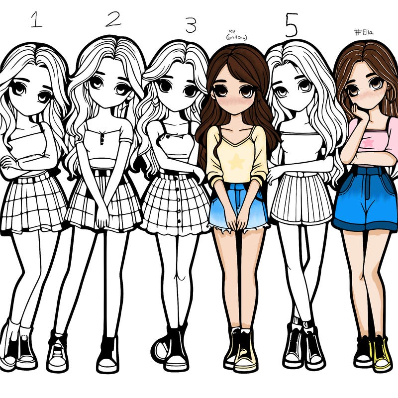 a group of girls realistic