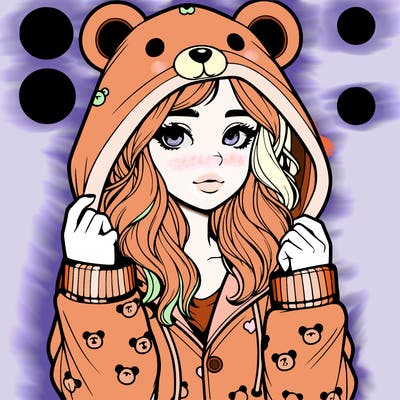 realistic girl in a animal pjs hoodie