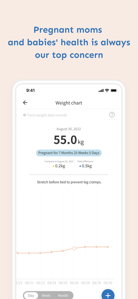 Baby Billy - Pregnancy & Baby - Pregnancy weight tracker and health chart in the Baby Billy app.