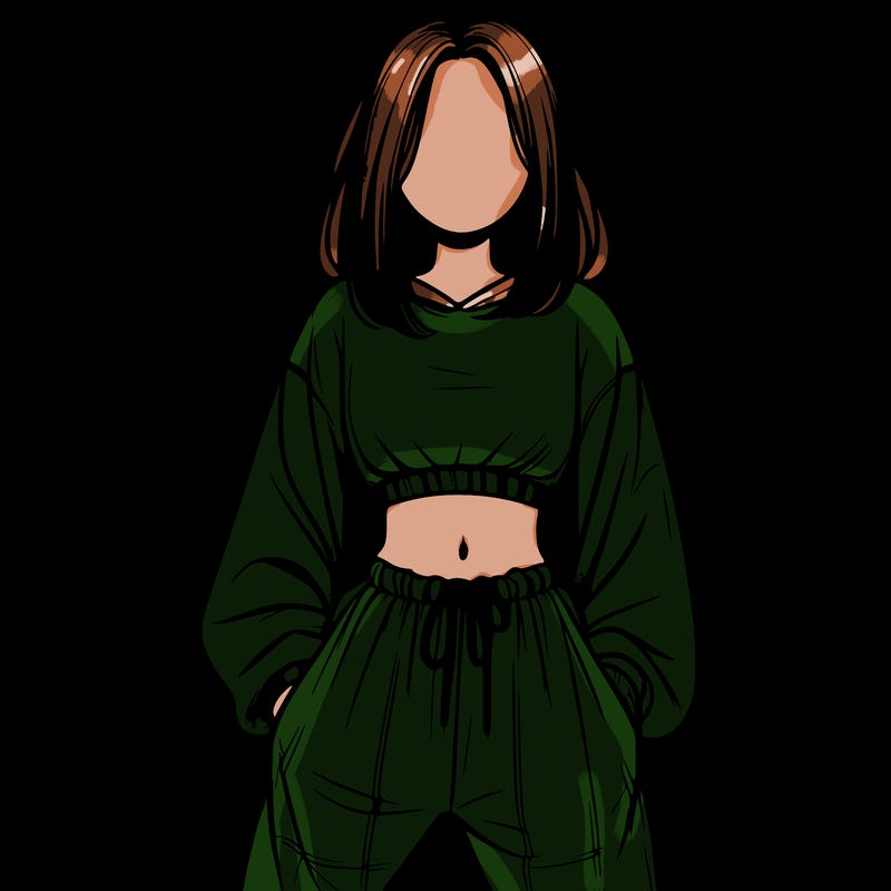 realistic girl faceless with baggy pants and a crop top