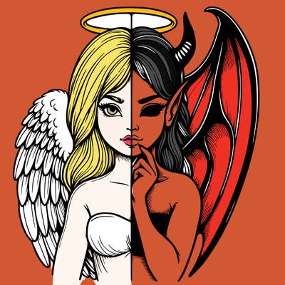 realistic angel half demon