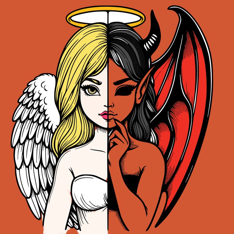 realistic angel half demon