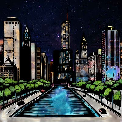 chicago skyline realistic