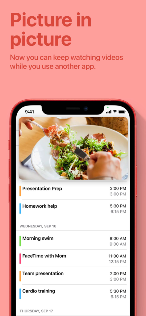 iphone screenshot showing picture in picture video feature on a mens fitness app