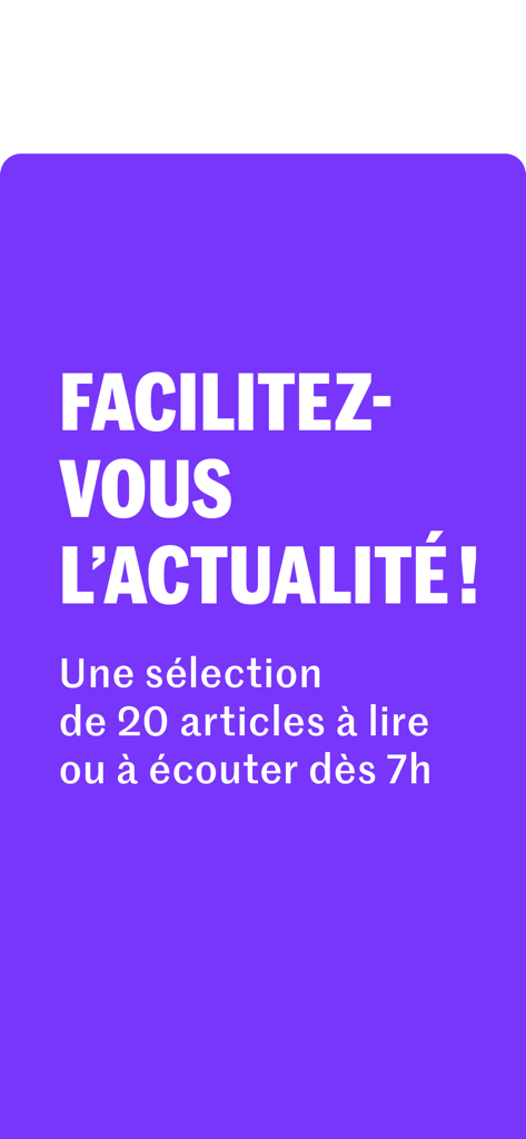 Introductory screen of La Matinale du Monde app featuring a daily curated selection of news articles