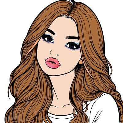 realistic girl with hair on her hair and lips