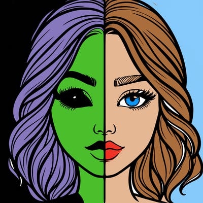 realistic girl split half