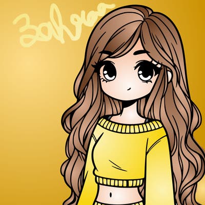 girl with long hair and a crop top with a sweater