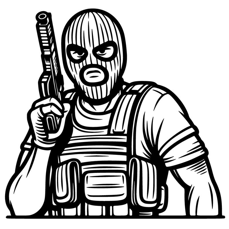 a man in a  ski mask with a gun