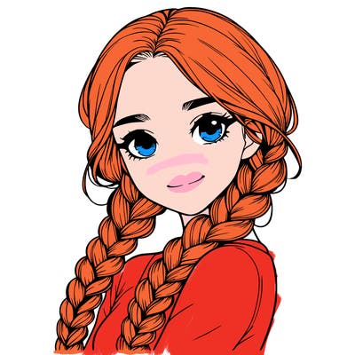 realistic girl with braids