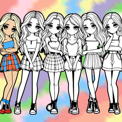 a group of girls realistic