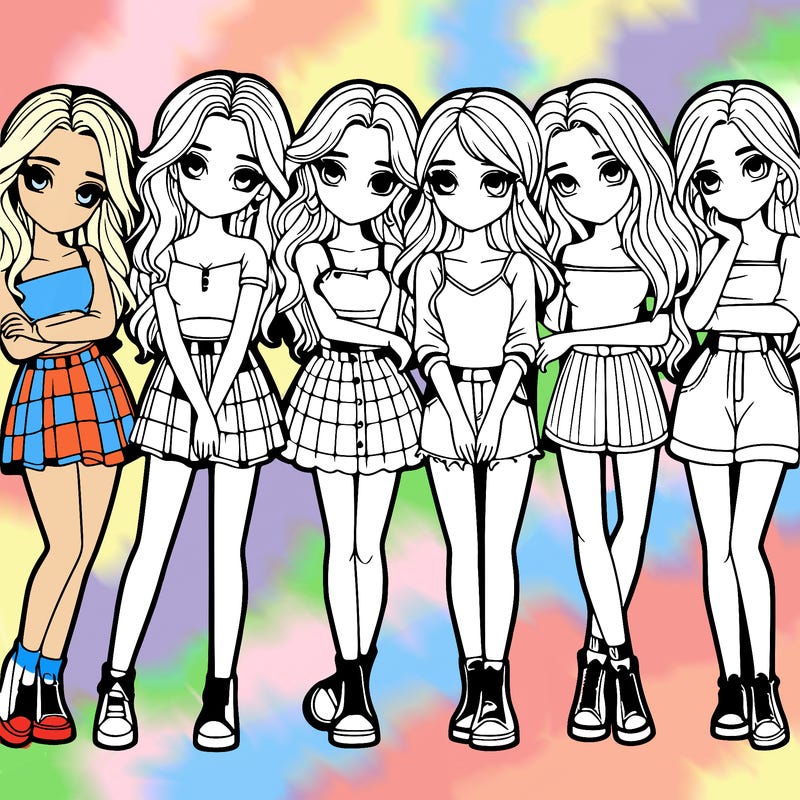 a group of girls realistic