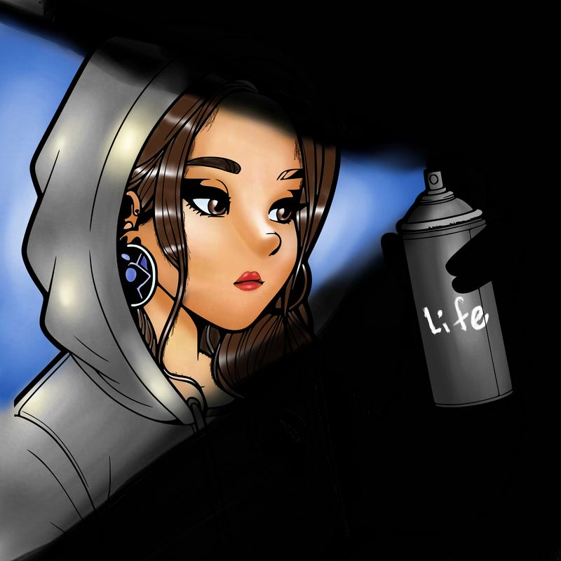a realistic girl, spray painting