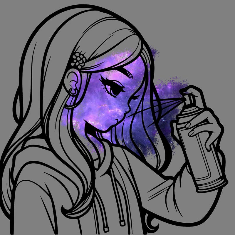 a realistic girl spray painting