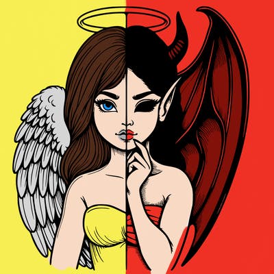 realistic angel half demon