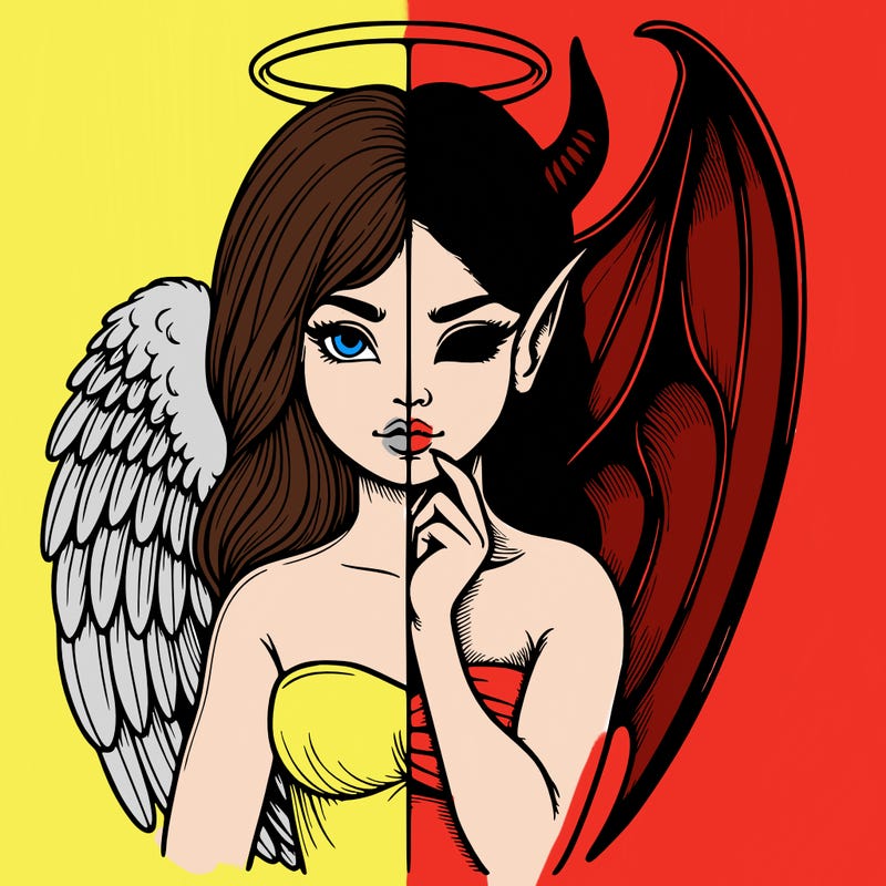 realistic angel half demon