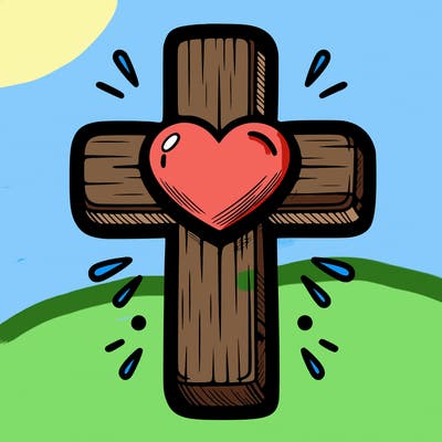 christian cross with heart