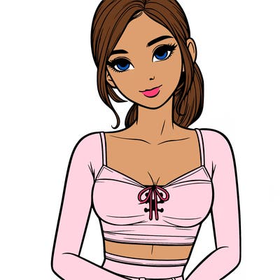 realistic girl with crop top