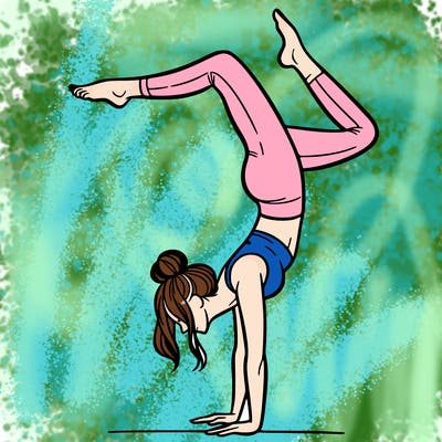 a woman doing a handstand