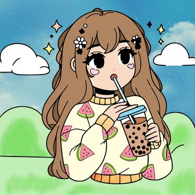 aesthetic girl drinking boba