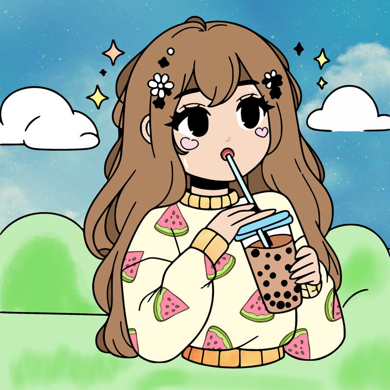 aesthetic girl drinking boba