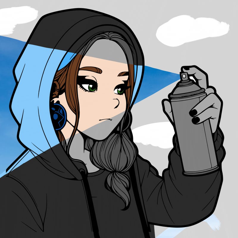 a realistic girl, spray painting