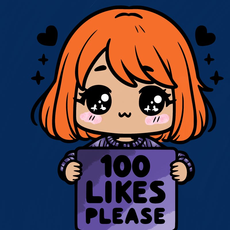 cute girl holding a sign saying 100 likes please