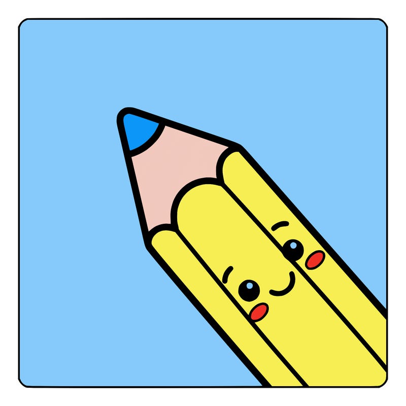 a pencil with a cute face