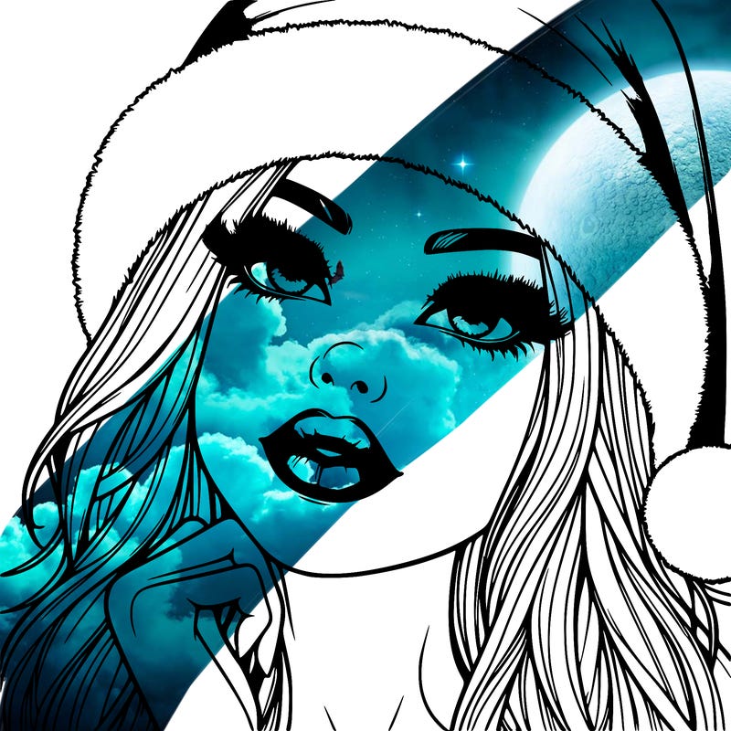 realistic christmas girl with lips