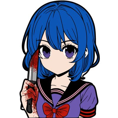 a manga girl holding a knife