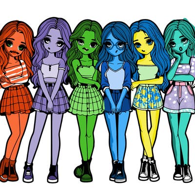 a group of girls realistic