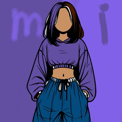 realistic girl faceless with baggy pants and a crop top