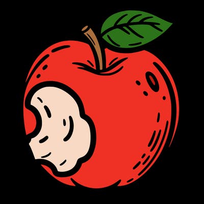 an apple with a bite taken out of it