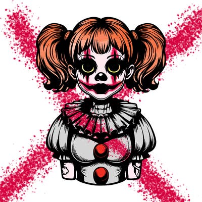 realistic creepy girl clown