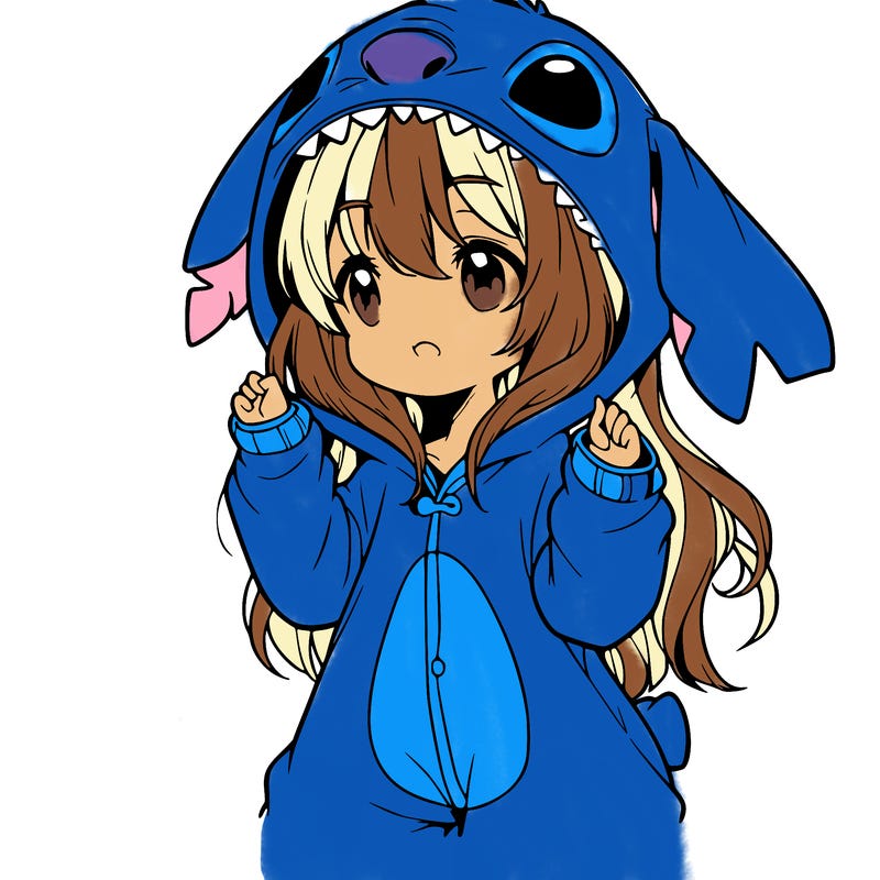 anime girl in a stitch onsie