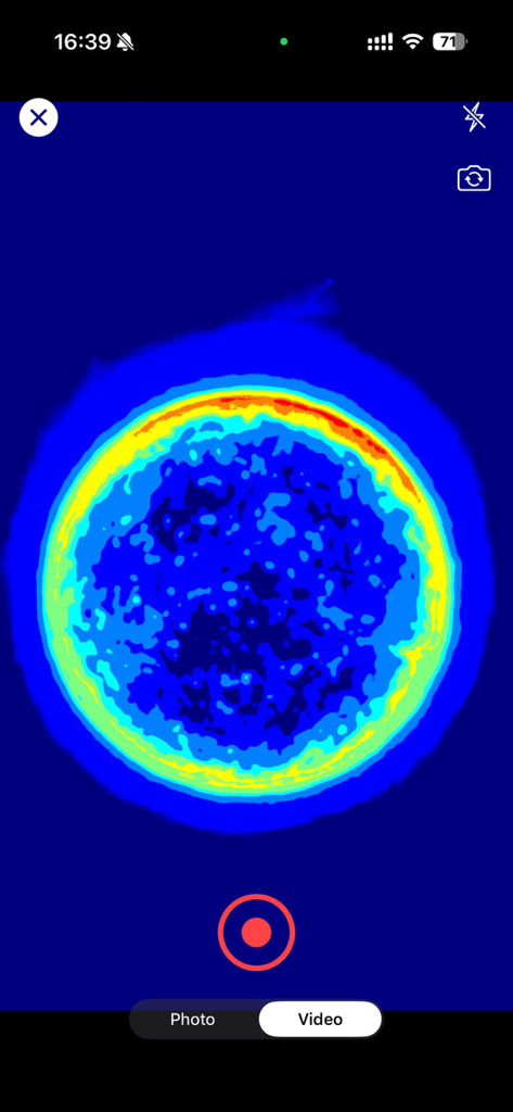 Thermal Camera Filter Effects - A video recording interface featuring a thermal vision filter effect
