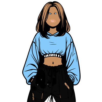 realistic girl faceless with baggy pants and a crop top
