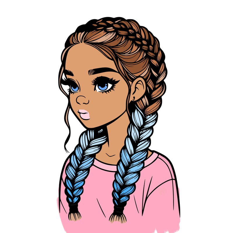 realistic girl with braids