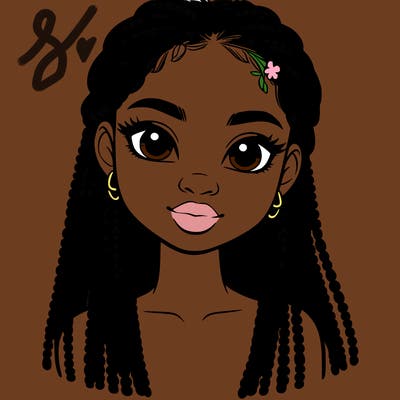 a realistic black girl with braids