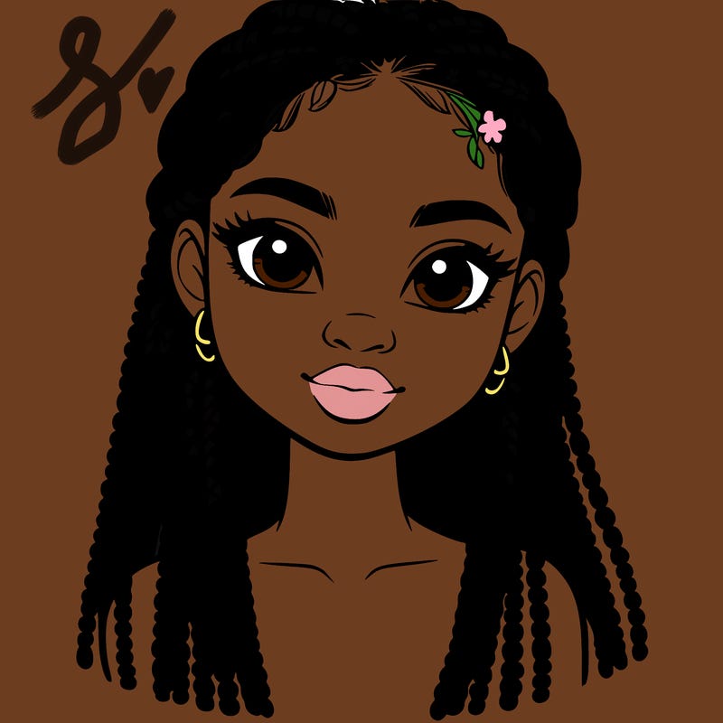 a realistic black girl with braids