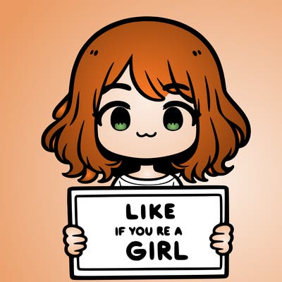 a cute girl holding a sign that says like if you’re a girl