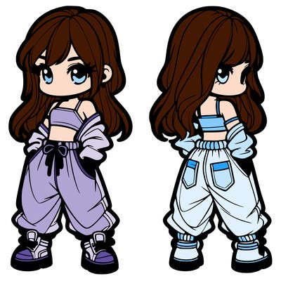 girl in crop top and baggy pants