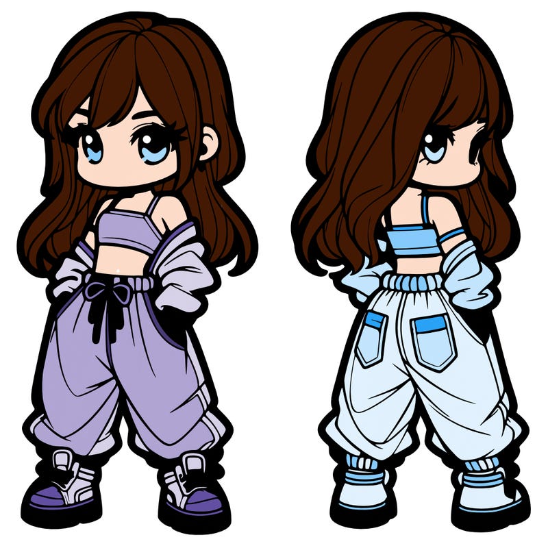 girl in crop top and baggy pants