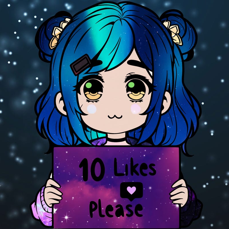 a girl with a sign saying 10 likes please