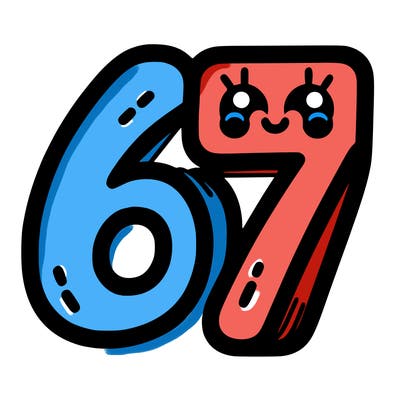 the numbers 67