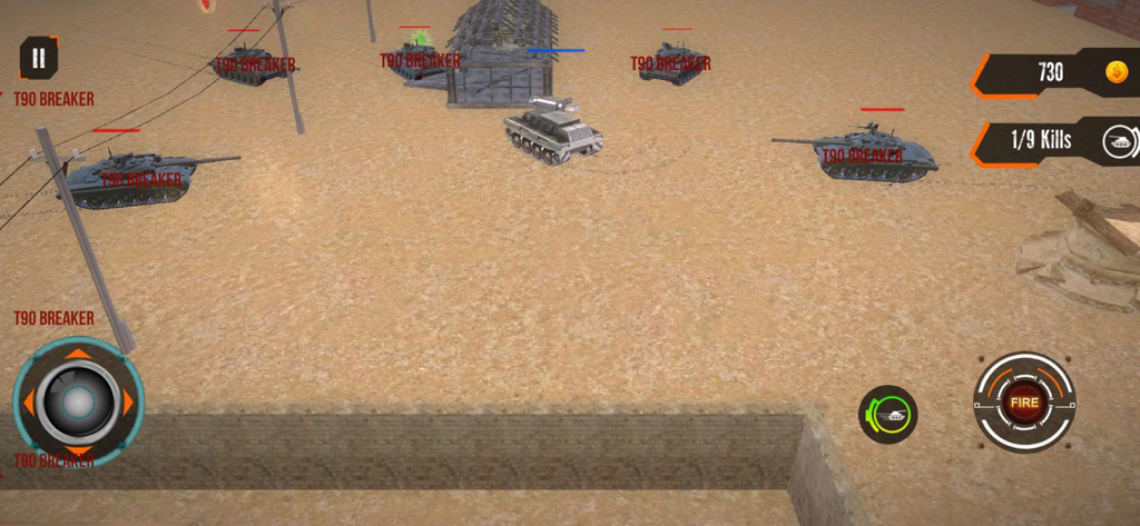 Tanks Blitz: Battle Tank Games - Jugabilidad de Tanks Blitz mostrando tanques en una batalla desértica con controles en pantalla
