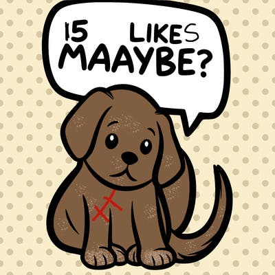 a puppy that says 5 like maybe