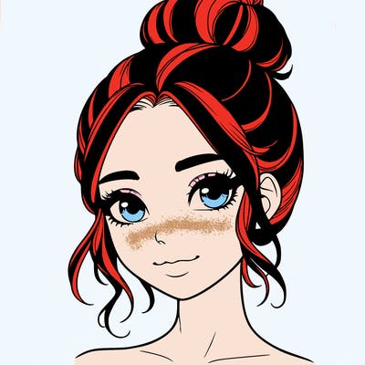 realistic pretty girl with hair in bun