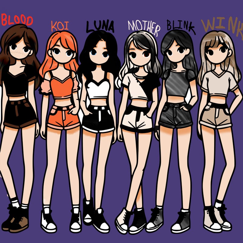 a group of girls wearing crop tops and shorts