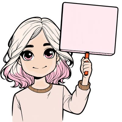 realistic girl holding up a sign